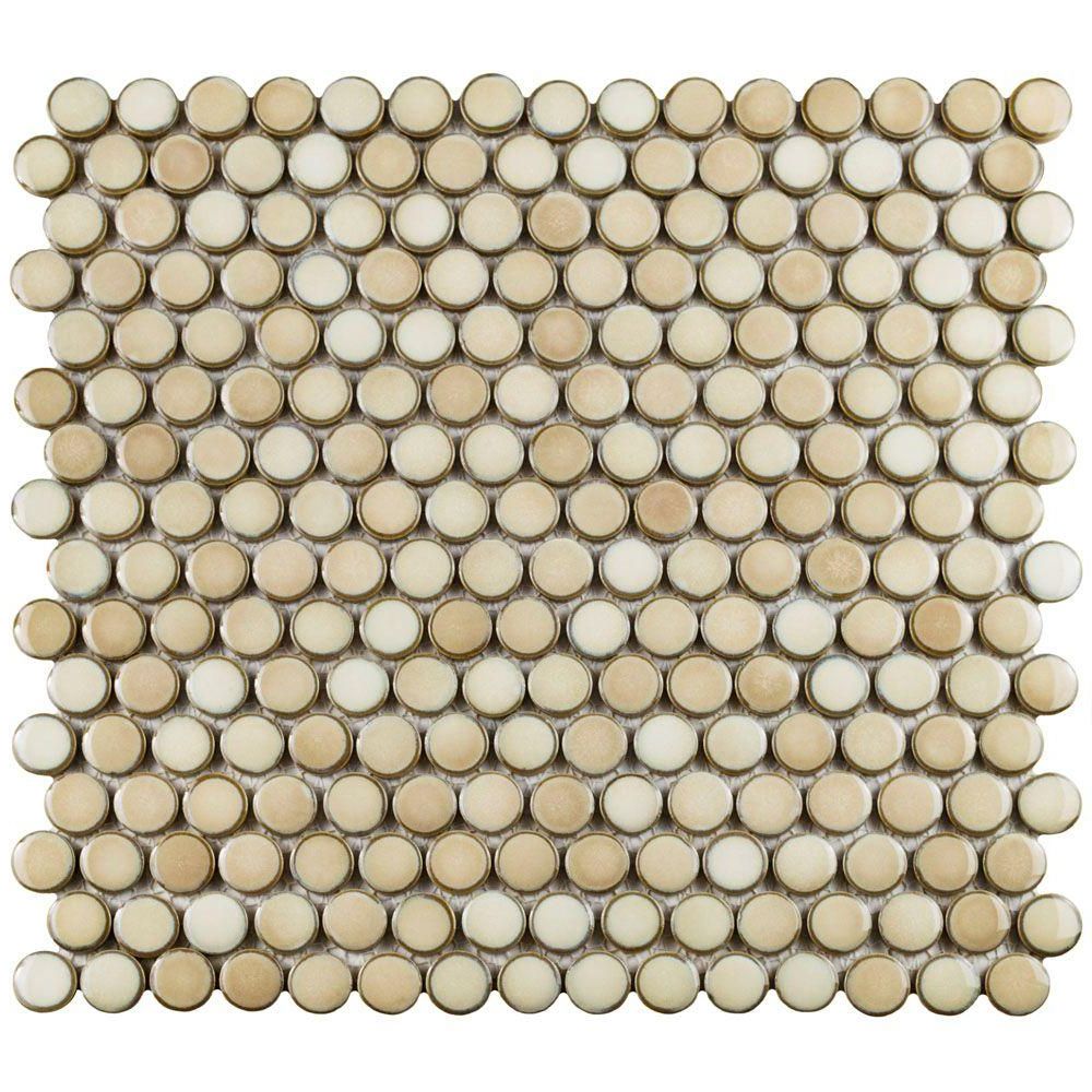 Well Known Merola Tile Hudson Penny Round Truffle 12 In. X 12 5/8 In (View 15 of 15)