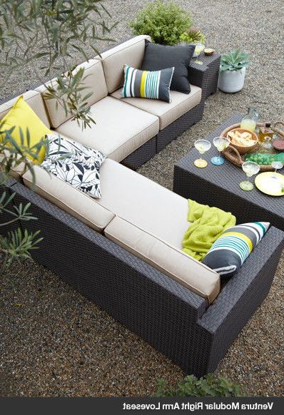 Well Known Modular Outdoor Arm Chairs With Ventura Modular Right Arm Loveseat With Sunbrella® Stone Cushions (View 13 of 15)
