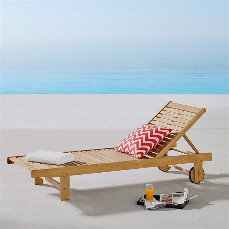 Well Known Modway Hatteras Eucalyptus Wood Patio Chaise Lounge Chair In Natural Within Natural Wood Outdoor Lounger Chairs (View 5 of 15)