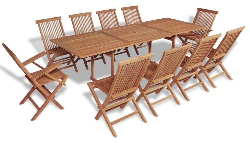 Well Known Outdoor Dining Teak Wood, 11 Piece Set – Transitional – Outdoor Dining With Regard To 11  Piece Teak Outdoor Dining Set (View 4 of 15)