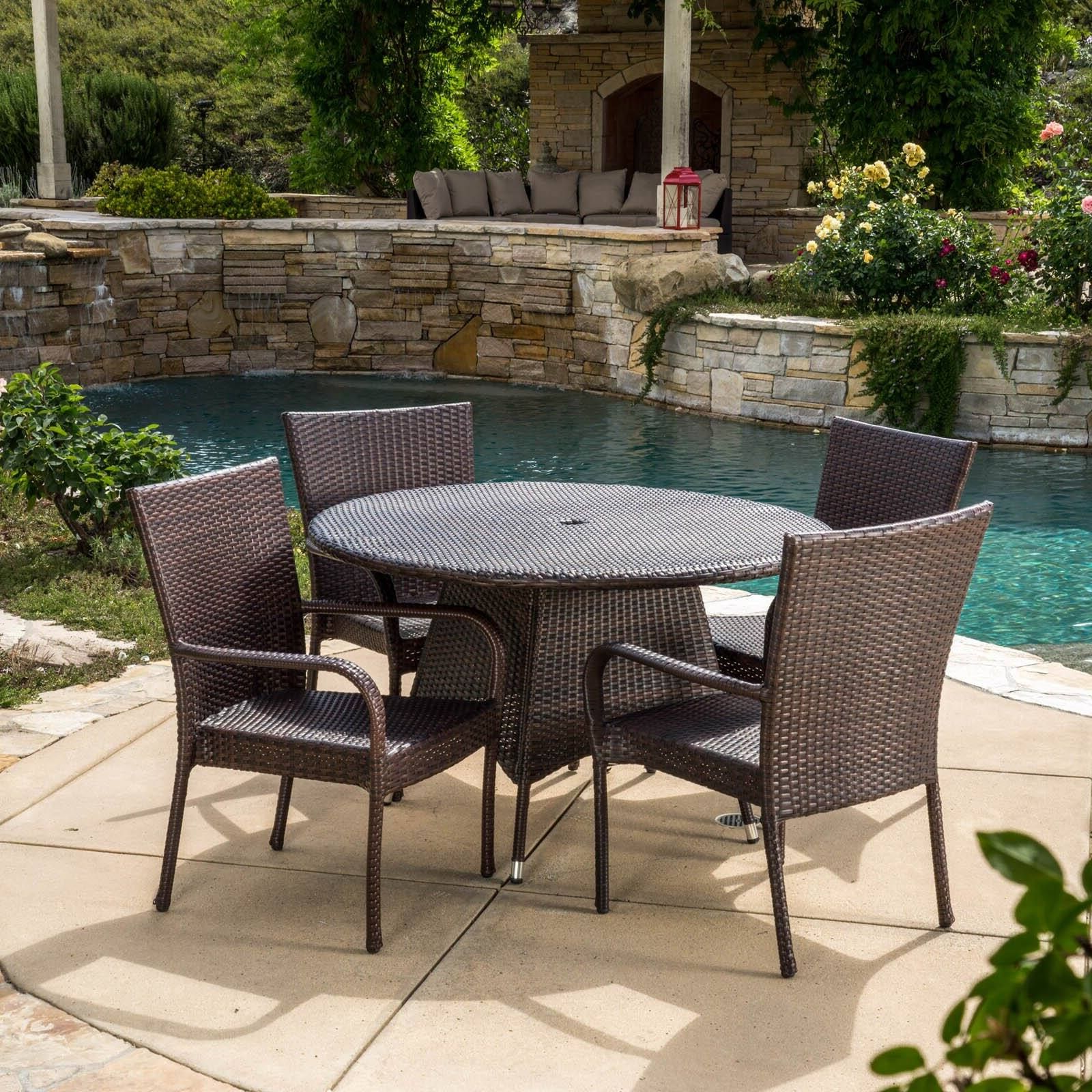 Well Known Potter Wicker 5 Piece Round Patio Dining Set – Walmart – Walmart Regarding Wicker 5 Piece Round Patio Dining Sets (View 1 of 15)