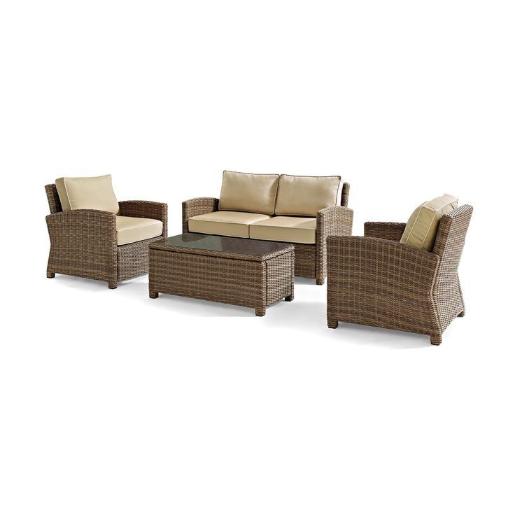 Well Known Rattan Wicker Sand Outdoor Seating Sets Inside Crosley Bradenton 4 Piece Outdoor Wicker Conversation Set Sand (View 14 of 15)