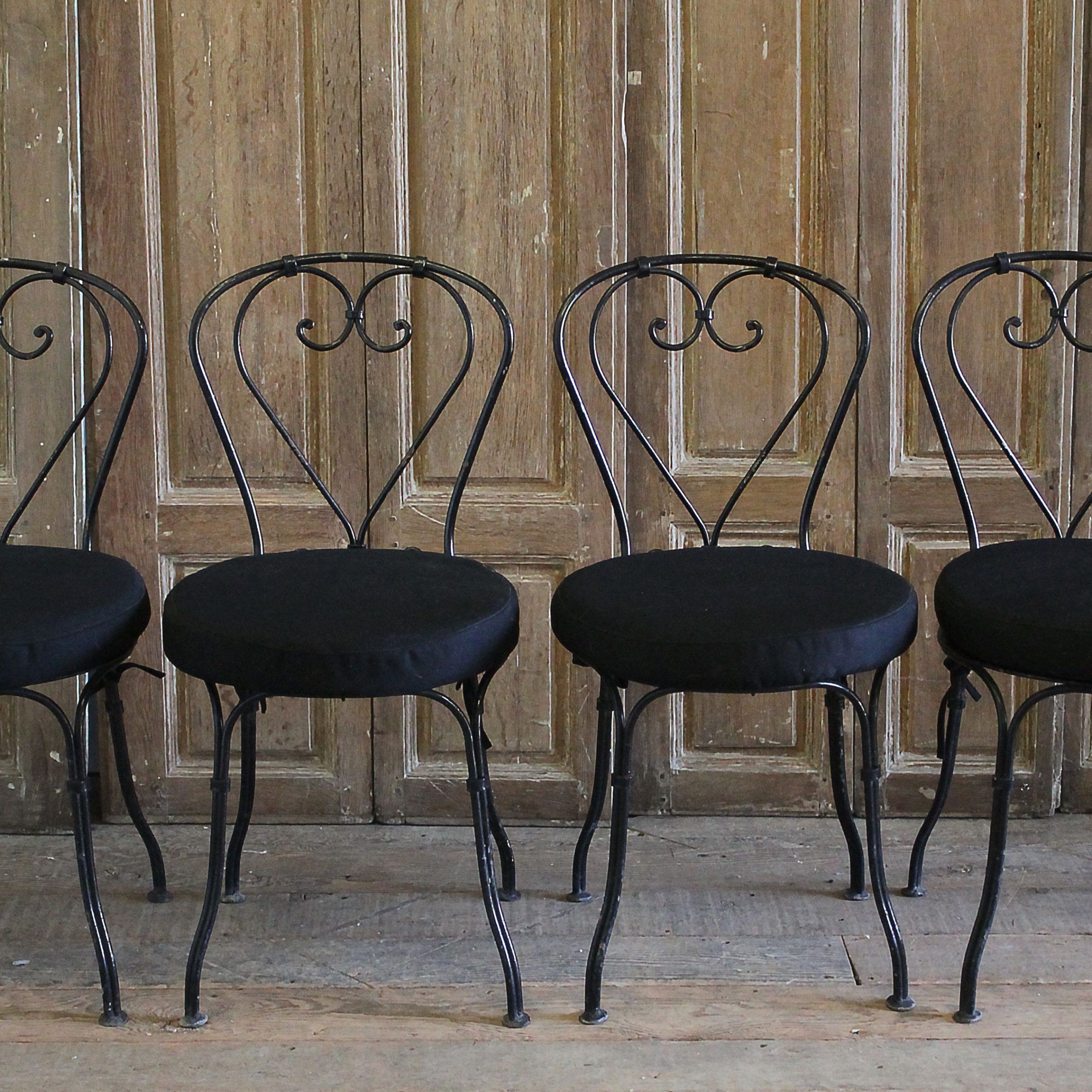 Well Known Set Of 4 Outdoor Black Antique European Iron Bistro Chairs $1,696per For Black Outdoor Dining Chairs (View 8 of 15)