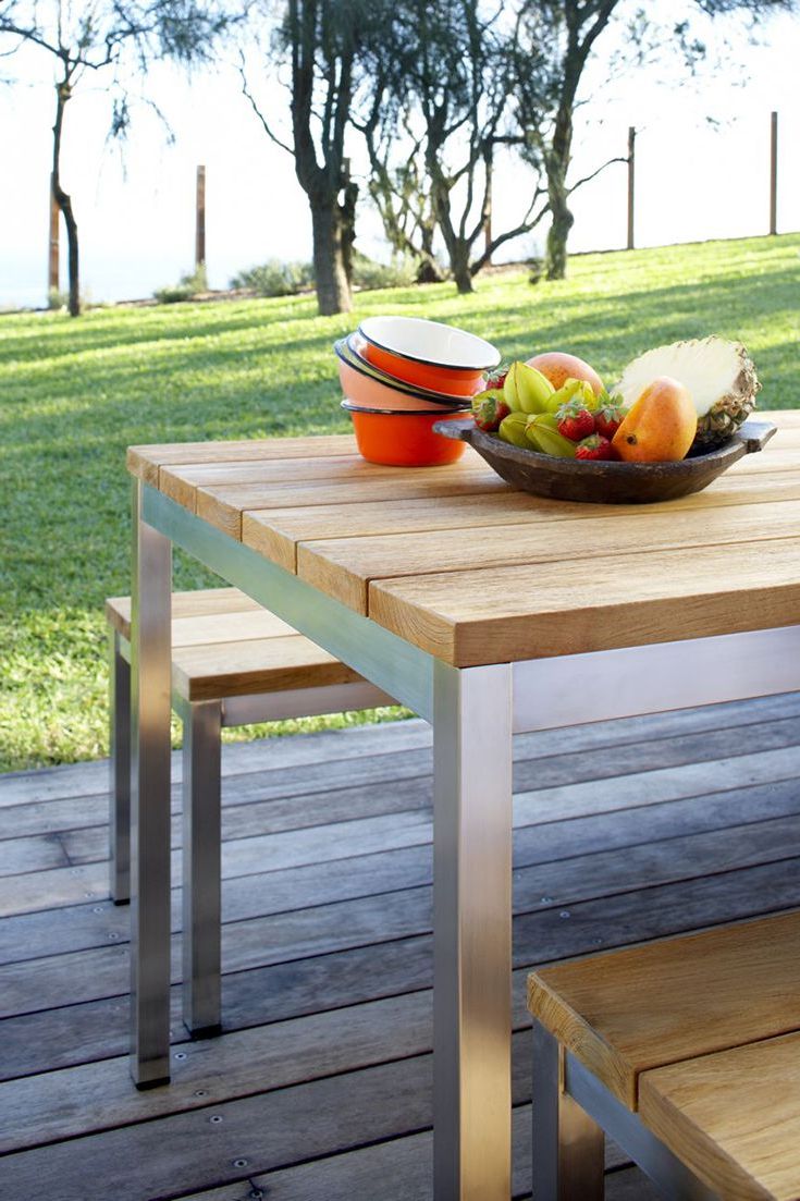 Well Known Wood And Steel Outdoor Side Tables Within Eco Outdoor Lennox Dining Table And Bench Seats (View 13 of 15)
