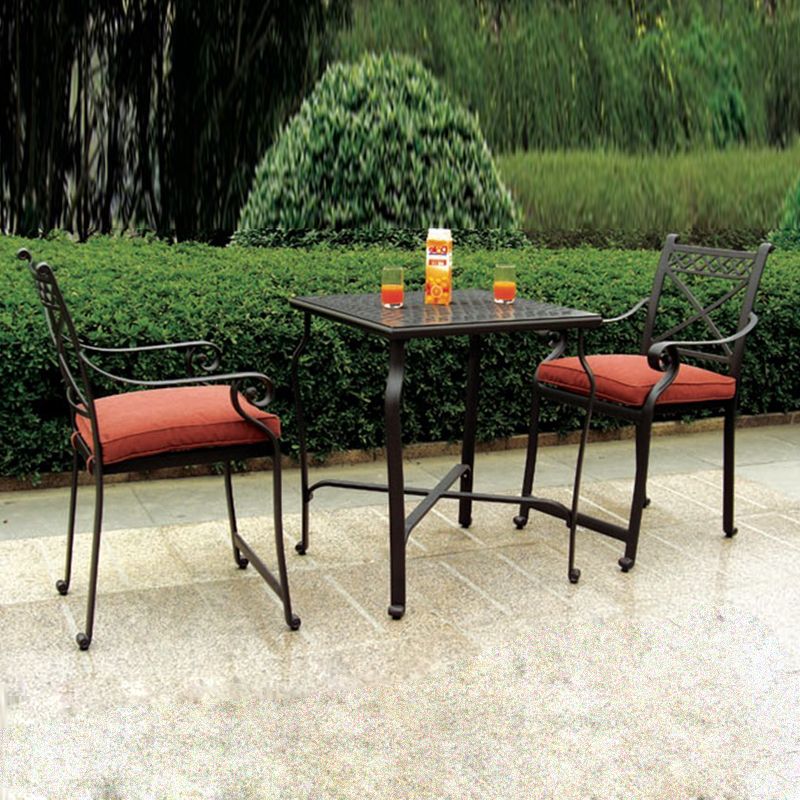 Well Liked 3 Piece New Design Bar Table And Chair Cast Aluminum Garden Furniture Throughout 3 Piece Outdoor Table And Chair Sets (View 10 of 15)