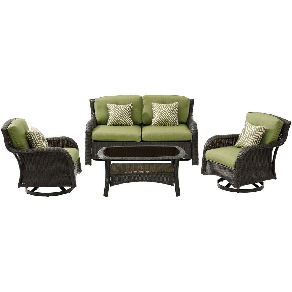 Well Liked 4 Piece Wicker Outdoor Seating Sets Throughout Hanover Strathmere 4 Piece Wicker Patio Sectional Seating Set With (View 12 of 15)