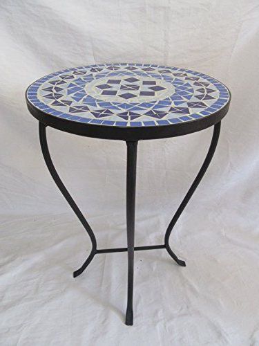 Well Liked Blue Mosaic Black Iron Outdoor Accent Table 21"h Ehomepro Https With Regard To Mosaic Black Iron Outdoor Accent Tables (View 9 of 15)