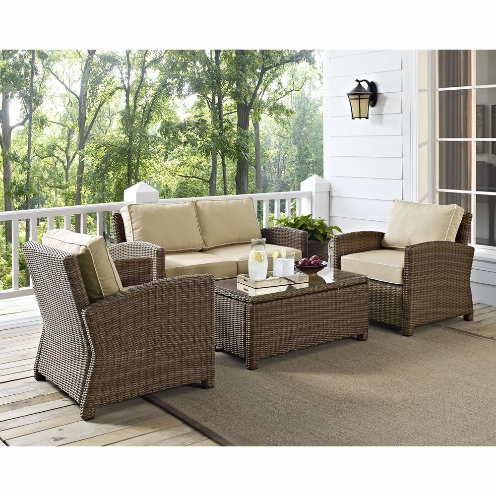 Well Liked Rattan Wicker Sand Outdoor Seating Sets Intended For Crosley Furniture – Bradenton 4 Piece Outdoor Wicker Seating Set With (View 8 of 15)