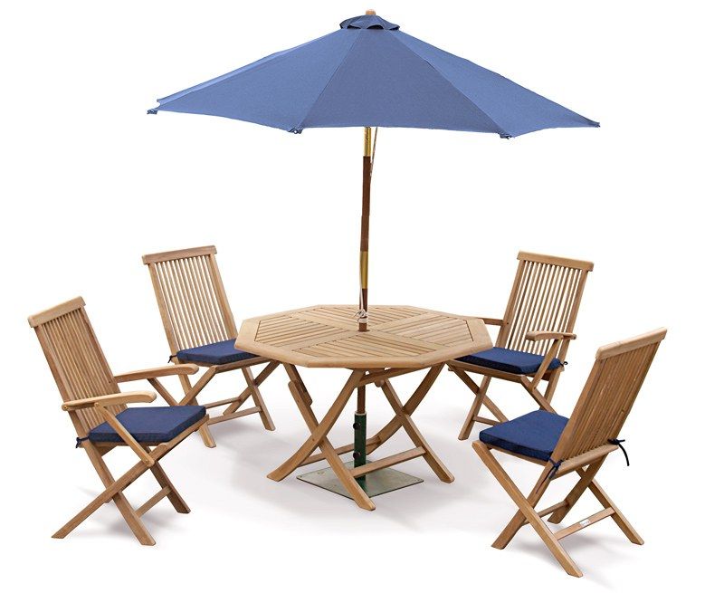 Well Liked Teak Outdoor Folding Chairs Sets Inside Suffolk Table & 4 Ashdown Chairs, Teak Folding Garden Furniture Set (View 9 of 15)