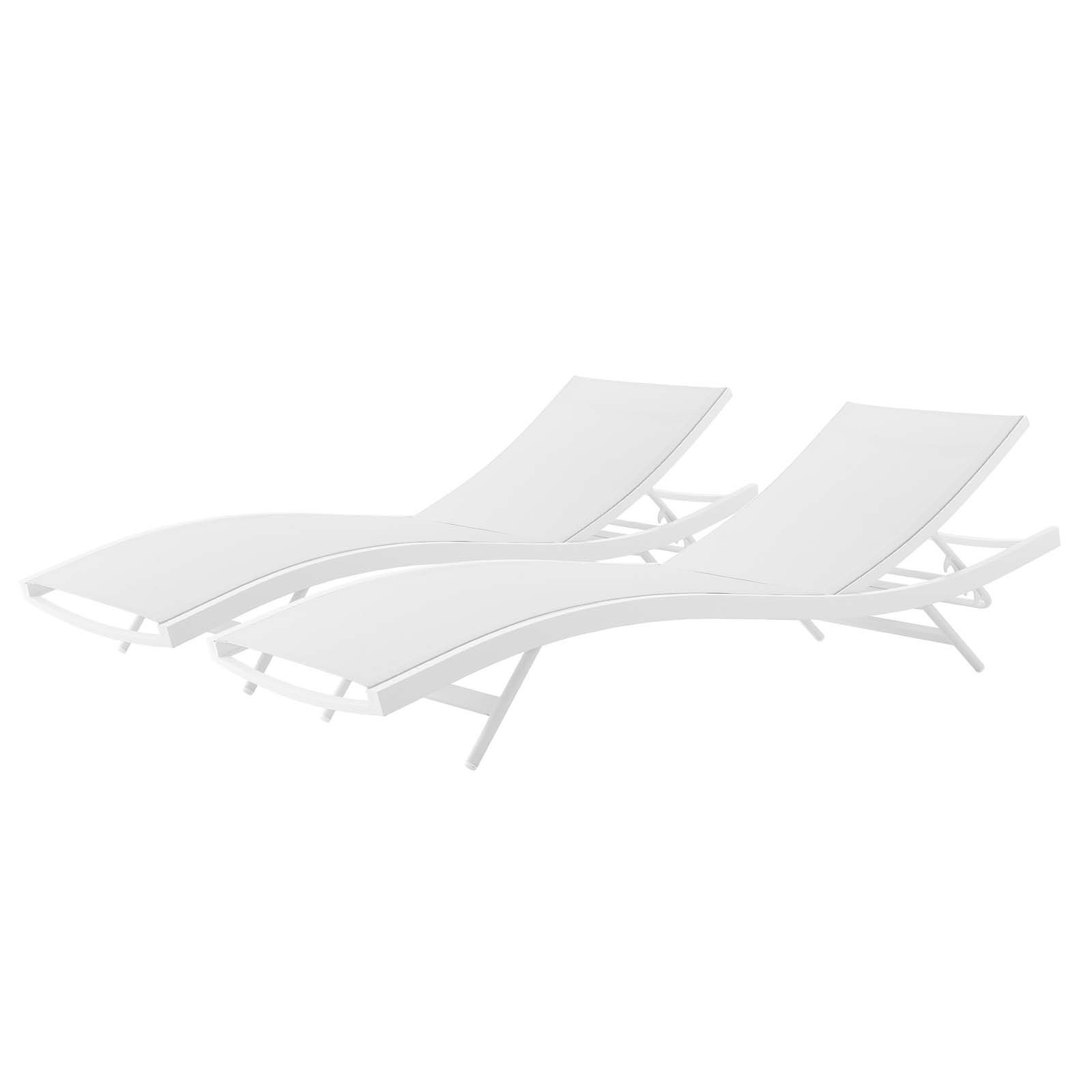 Well Liked White Fabric Outdoor Patio Sets Intended For Glimpse Outdoor Patio Mesh Chaise Lounge Set Of 2 White (View 10 of 15)