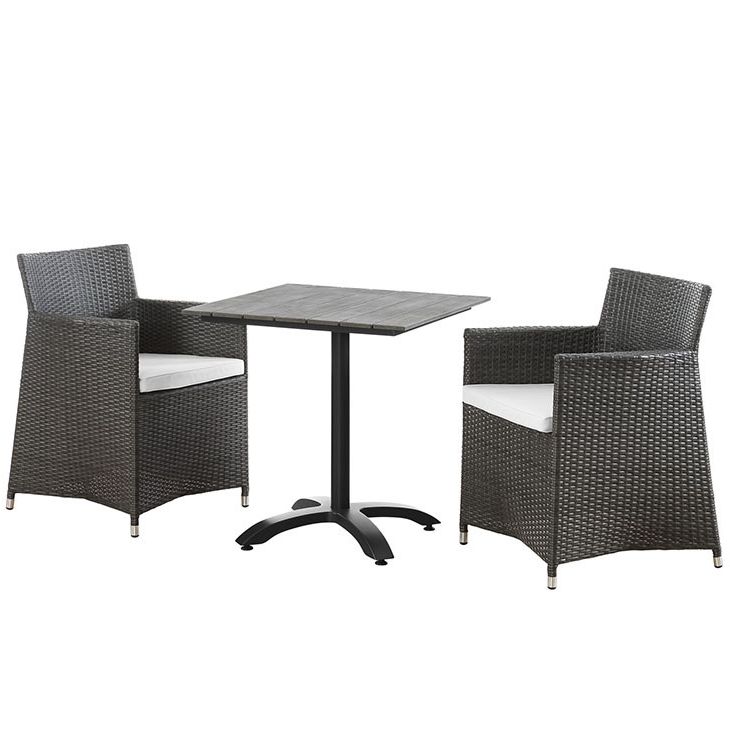 White 3 Piece Outdoor Seating Patio Sets For Most Current Junction 3 Piece Brown/white Outdoor Patio Dining Setmodway (View 13 of 15)