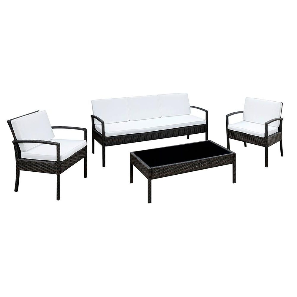 White 4 Piece Outdoor Seating Patio Sets Within Fashionable Venetian Worldwide Bennett 4 Piece Outdoor Seating Set With White (View 15 of 15)