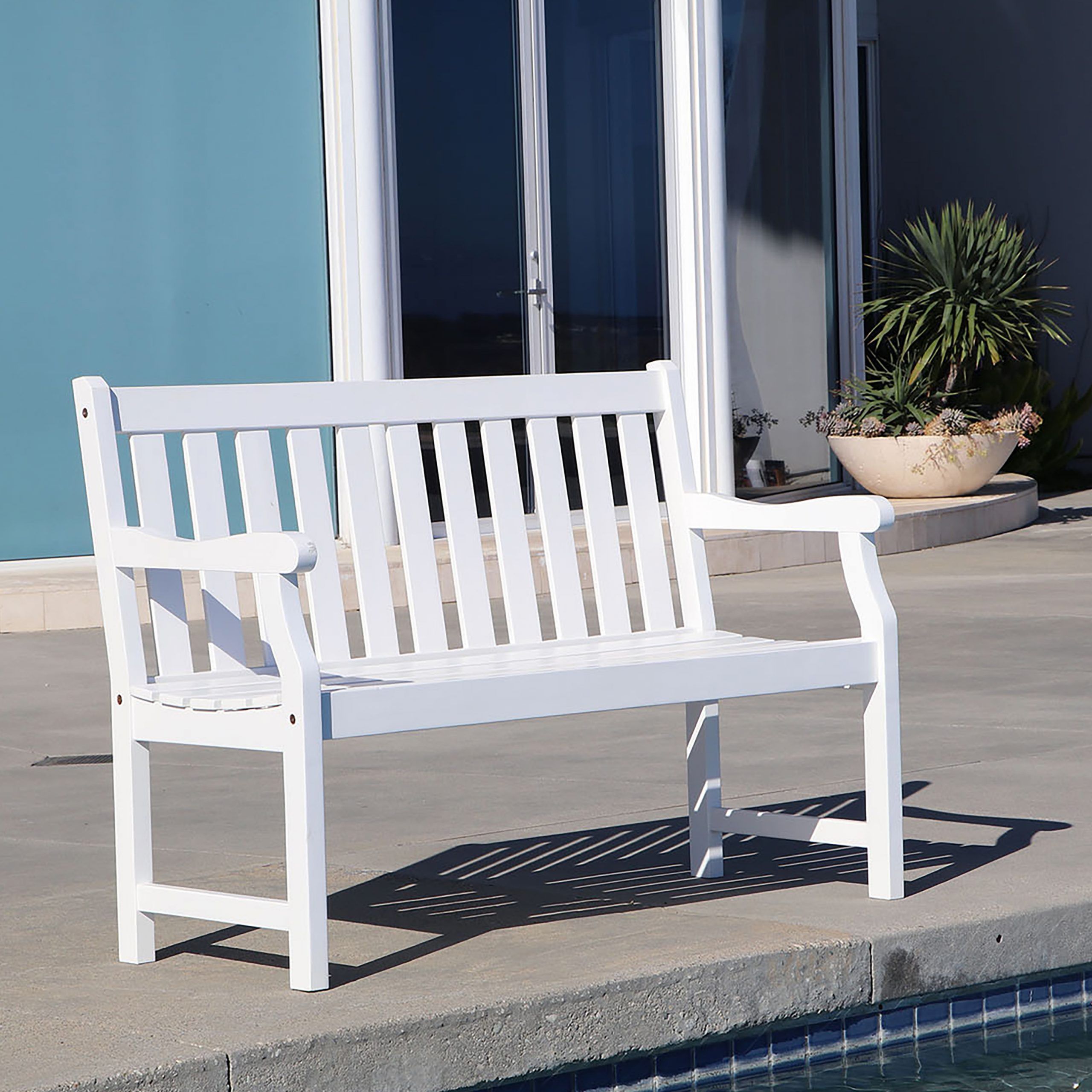 White Wood Soutdoor Seating Sets Regarding Preferred Bradley Eco Friendly 4 Foot Outdoor White Wood Garden Bench – Walmart (View 7 of 15)