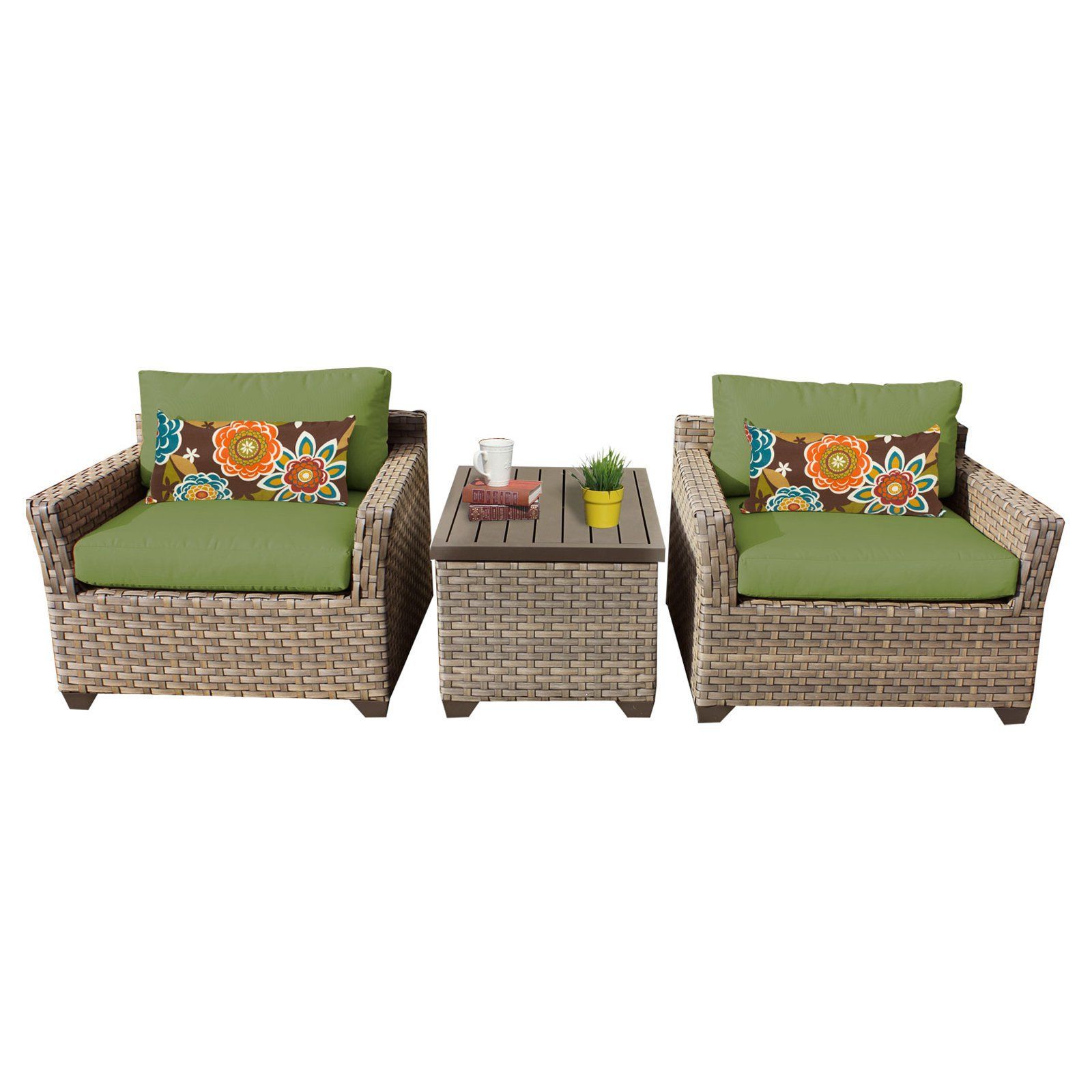 Wicker Beige Cushion Outdoor Patio Sets Inside Most Recently Released Outdoor Tk Classics Monterey Wicker 3 Piece Patio Conversation Set With (View 7 of 15)