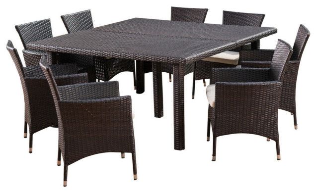 Wicker Square 9 Piece Patio Dining Sets Pertaining To Most Current Gdf Studio 9 Piece Danae Outdoor Multi Brown Wicker Square Dining Set (View 15 of 15)