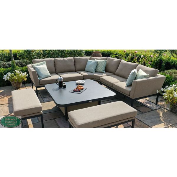 Widely Used Deluxe Square Patio Dining Sets In Outdoor Fabric Pulse Deluxe Square Corner Dining Set With Rising Table (View 5 of 15)