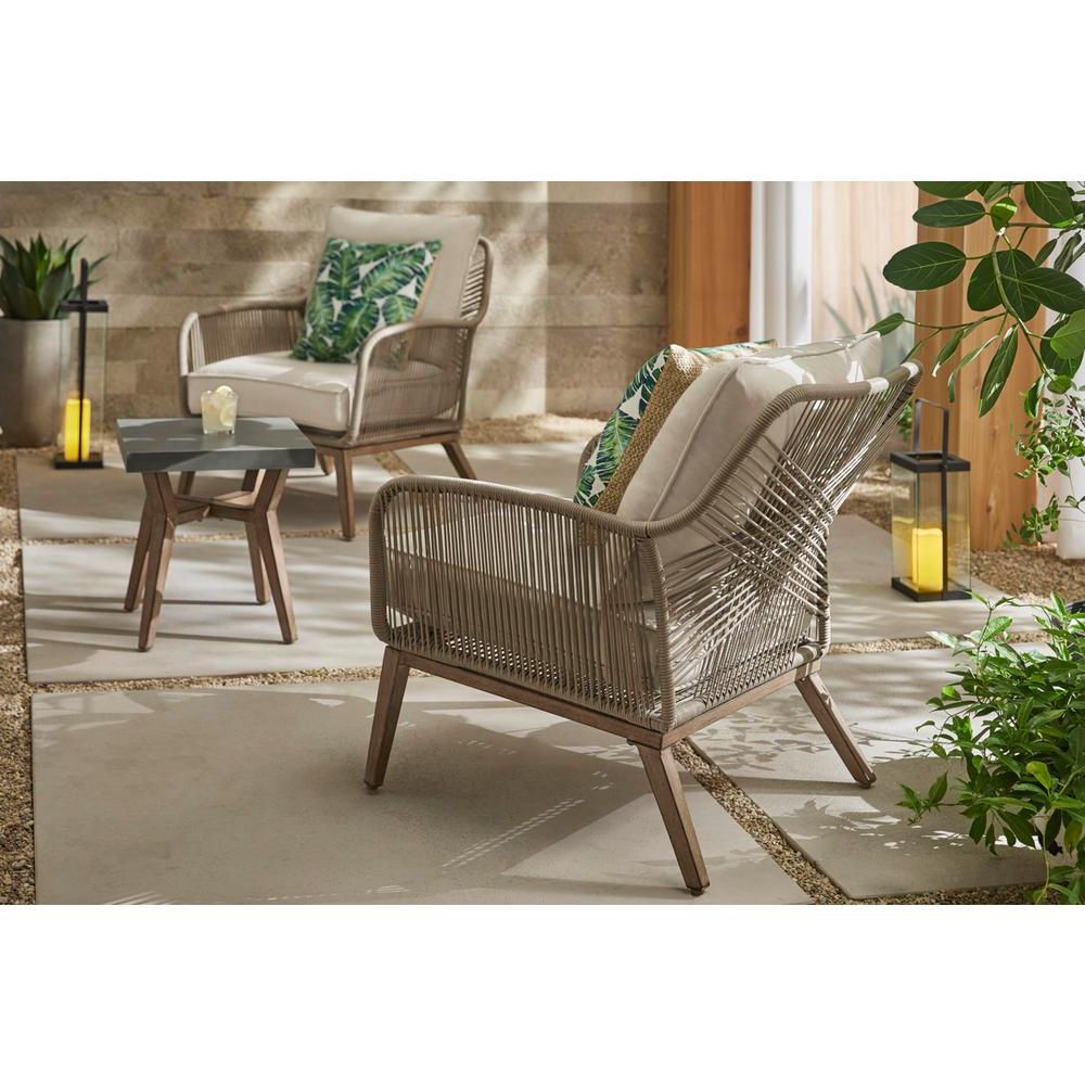 Widely Used Hampton Bay Haymont 3 Piece Steel Wicker Outdoor Patio Conversion Within Wicker Beige Cushion Outdoor Patio Sets (View 13 of 15)