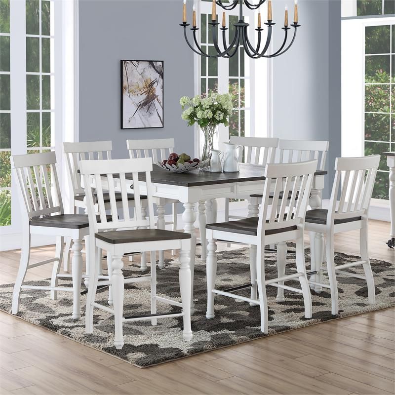 Widely Used Joanna Two Tone 9 Piece Counter Height Dining Set – Ja54549pc Throughout 9 Piece Square Dining Sets (View 8 of 15)