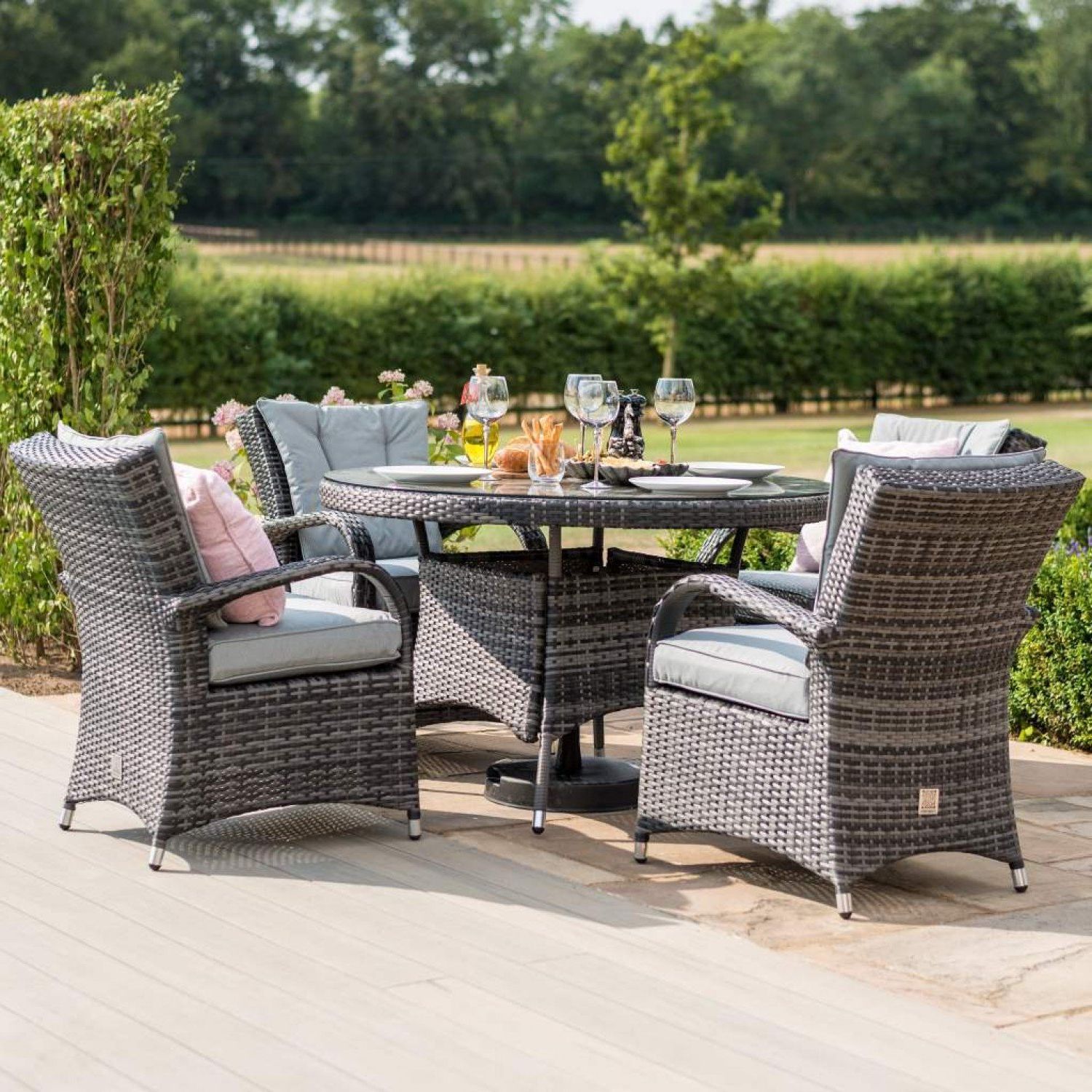 Widely Used Rattan Garden Furniture Texas Grey 4 Seat Round Set (View 2 of 15)