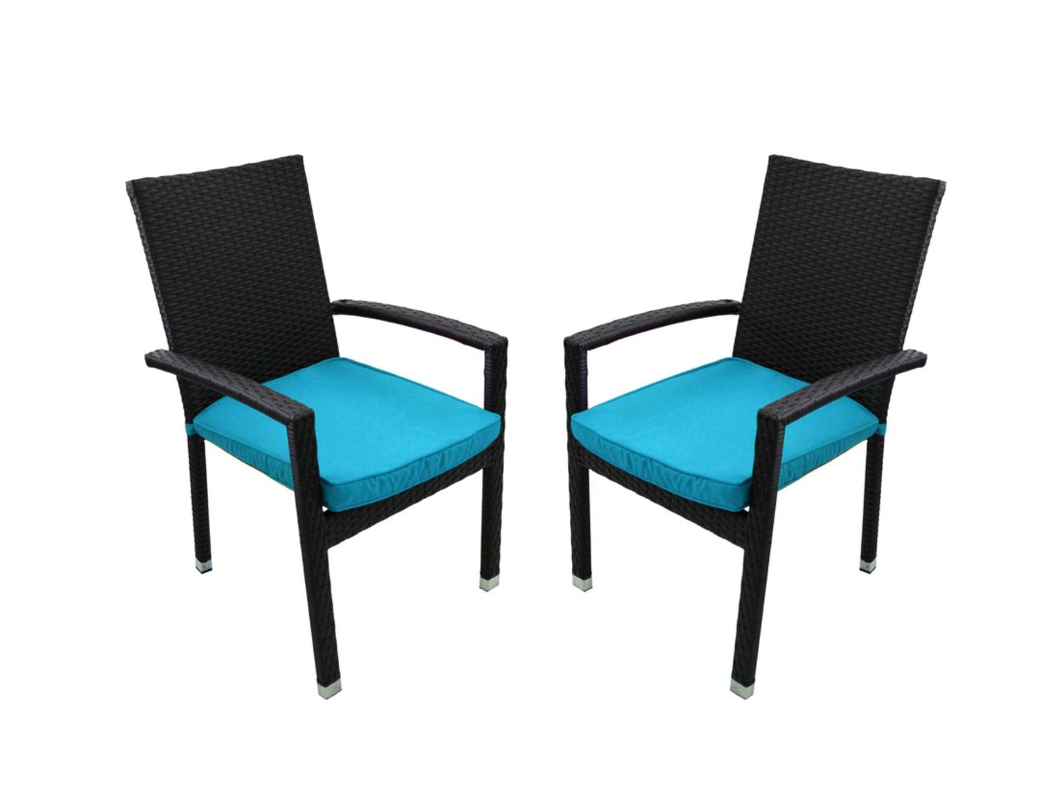 Widely Used Set Of 2 Black Resin Wicker Outdoor Patio Furniture Dining Chairs Inside Black Outdoor Dining Modern Chairs Sets (View 12 of 15)
