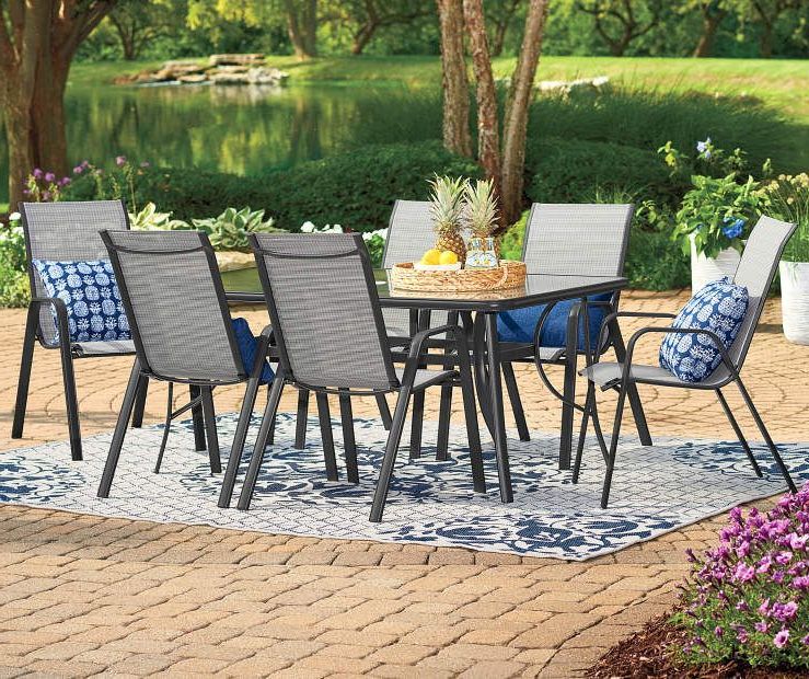 Wilson & Fisher Mix & Match – Brentwood Black Patio Chair & Glass Throughout Fashionable Black Medium Rectangle Patio Dining Sets (View 5 of 15)