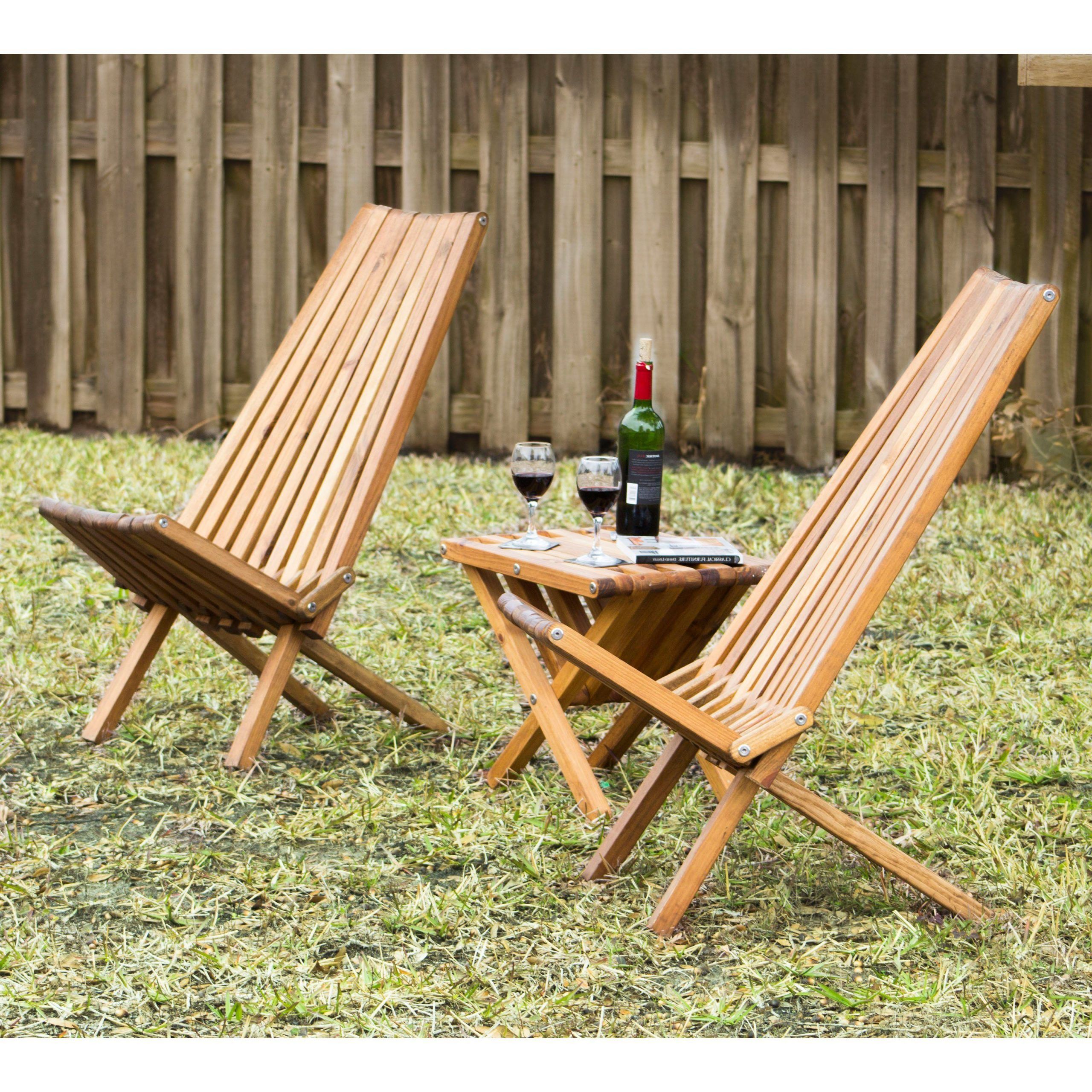 Wood Outdoor Armchair Sets Inside Preferred Glodea Xquare X45 Foldable Wooden Tall Back Patio Lounge Chair (View 5 of 15)