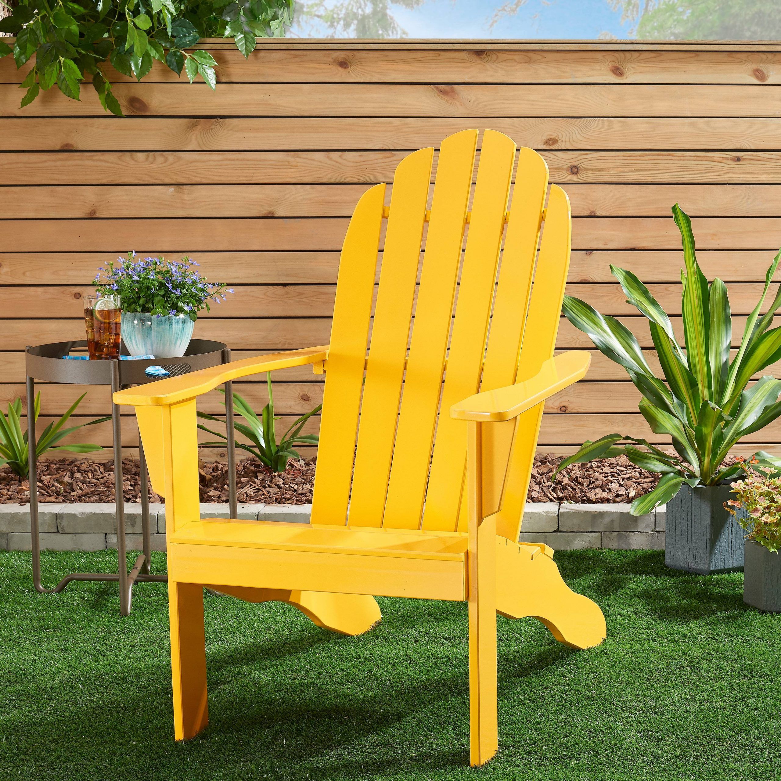 Wood Outdoor Armchair Sets Inside Preferred Mainstays Wooden Outdoor Adirondack Chair, Yellow Finish, Solid (View 6 of 15)
