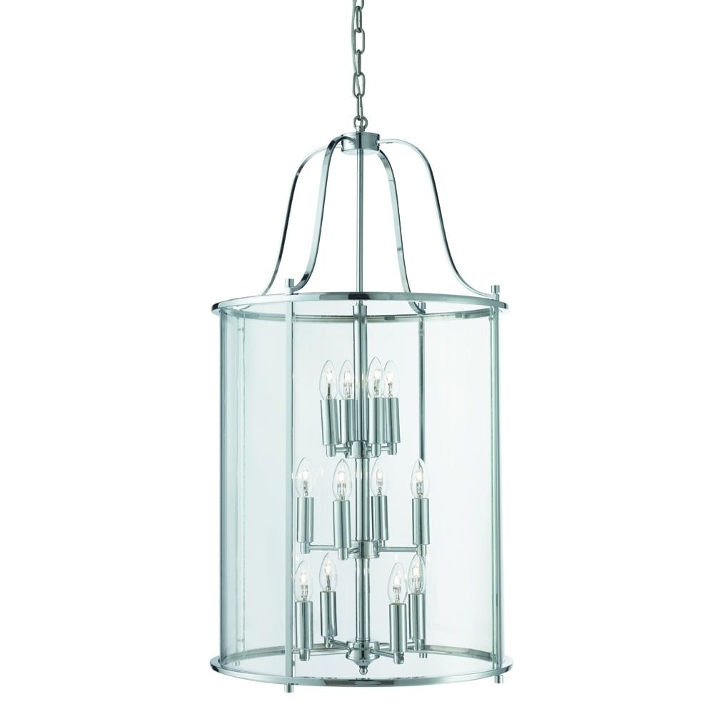 12 Light Lantern Chandeliers With Latest Searchlight Lighting 30612 12cc Victorian Lantern 12 Light Ceiling Pendant  In Polished Chrome Finish With Clear Glass Panels N15934 – Indoor Lighting  From Castlegate Lights Uk (View 5 of 15)