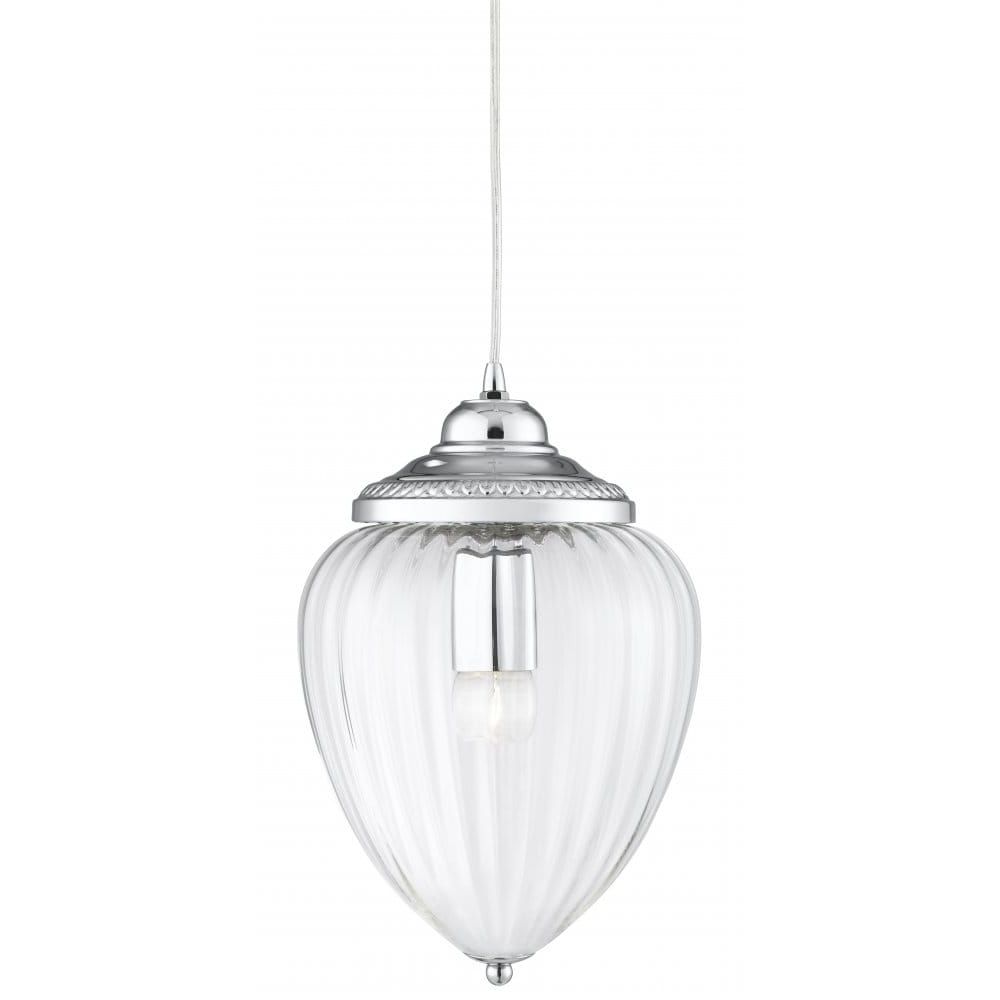 2020 Clear Glass Shade Lantern Chandeliers For Hall Hanging Lantern In Chrome Finsih With Clear Ribbed Glass Shade (View 11 of 15)