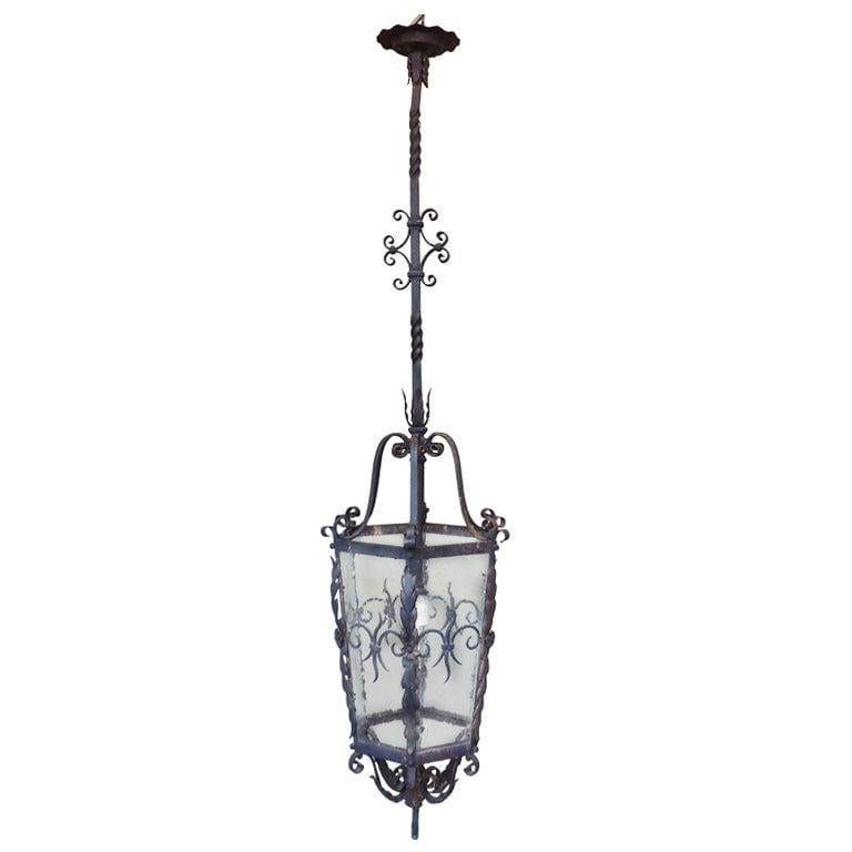 2020 French Iron Lantern Chandeliers Within Late 19th Century French Gothic Hand Wrought Iron Lantern (View 1 of 15)