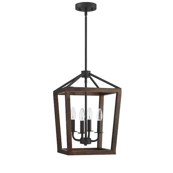 2020 Steel Lantern Chandeliers With Regard To Uixe 4 Light Brown Lantern Geometric Chandelier Ssidl51214 – The Home Depot (View 12 of 15)