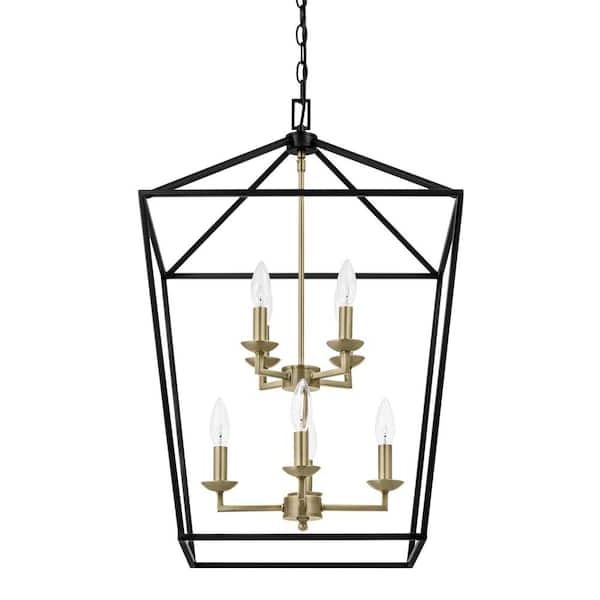 28 Inch Lantern Chandeliers With Best And Newest Home Decorators Collection Weyburn 8 Light Black And Gold Caged Farmhouse  Chandelier For Dining Room, Lantern Kitchen Light 86201 Bk Gd – The Home  Depot (View 8 of 15)