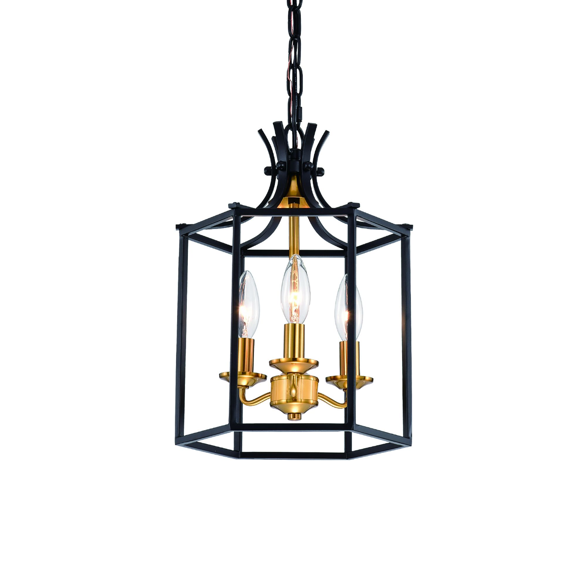 3 Light Black And Antique Gold Lantern Statement Chandelier – Edvivi  Lighting Regarding Widely Used Antique Gild Lantern Chandeliers (View 3 of 15)