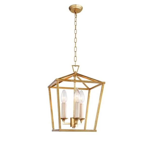 3 Light Gold Lantern Chandelier Lz01 3gf – The Home Depot Within Most Current Gild Three Light Lantern Chandeliers (View 1 of 15)