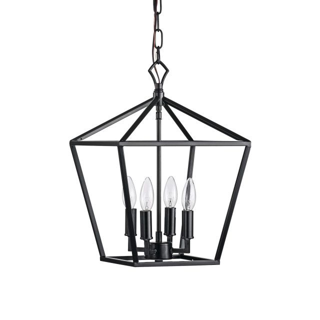 4 Light Matte Black Lantern Pendant Chandelier 12" With Nickle Or Black  Sleeve – Transitional – Chandeliers  Edvivi Lighting (View 1 of 15)