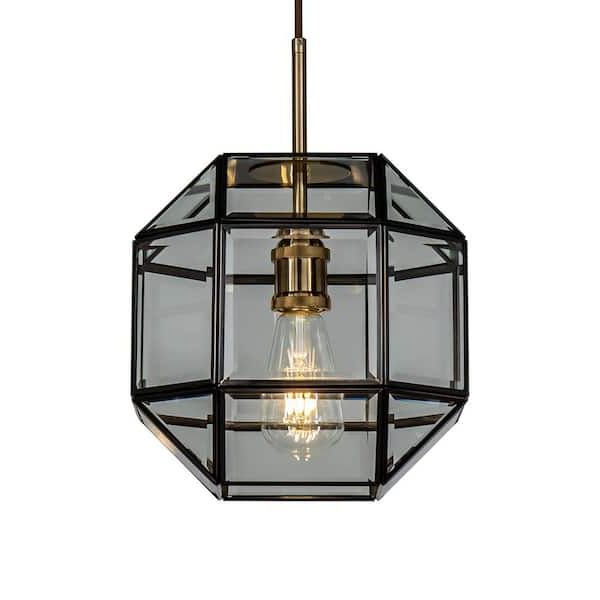 Aloa Decor 1 Light Anitque Copper Lantern Geometric Pendant Light With  Clear Glass 7017d27cp – The Home Depot In Popular Copper Lantern Chandeliers (View 15 of 15)