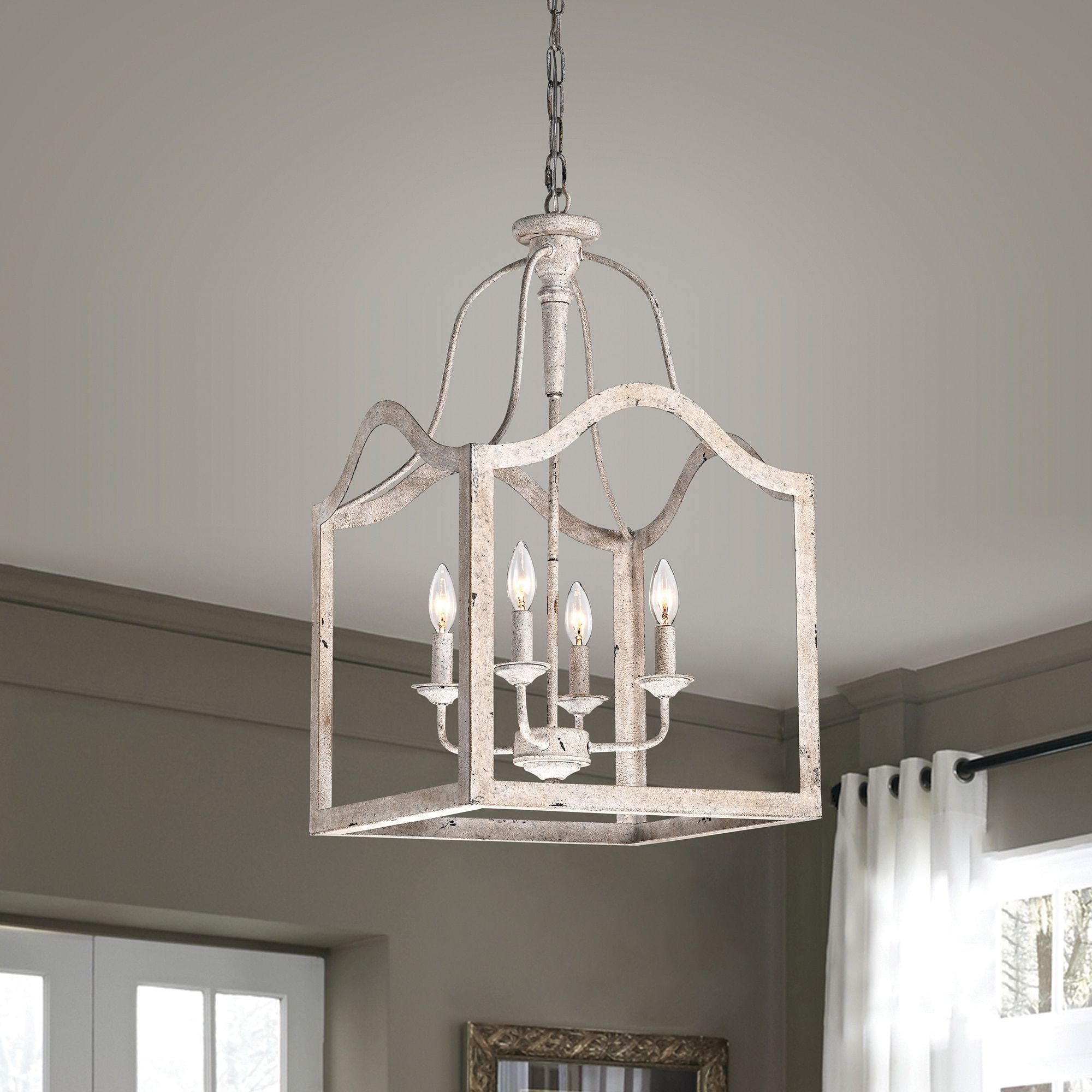 Antique White 4 Light Birdcage Lantern Pendant – On Sale – Overstock –  32758351 Within Latest Persian White Lantern Chandeliers (View 7 of 15)