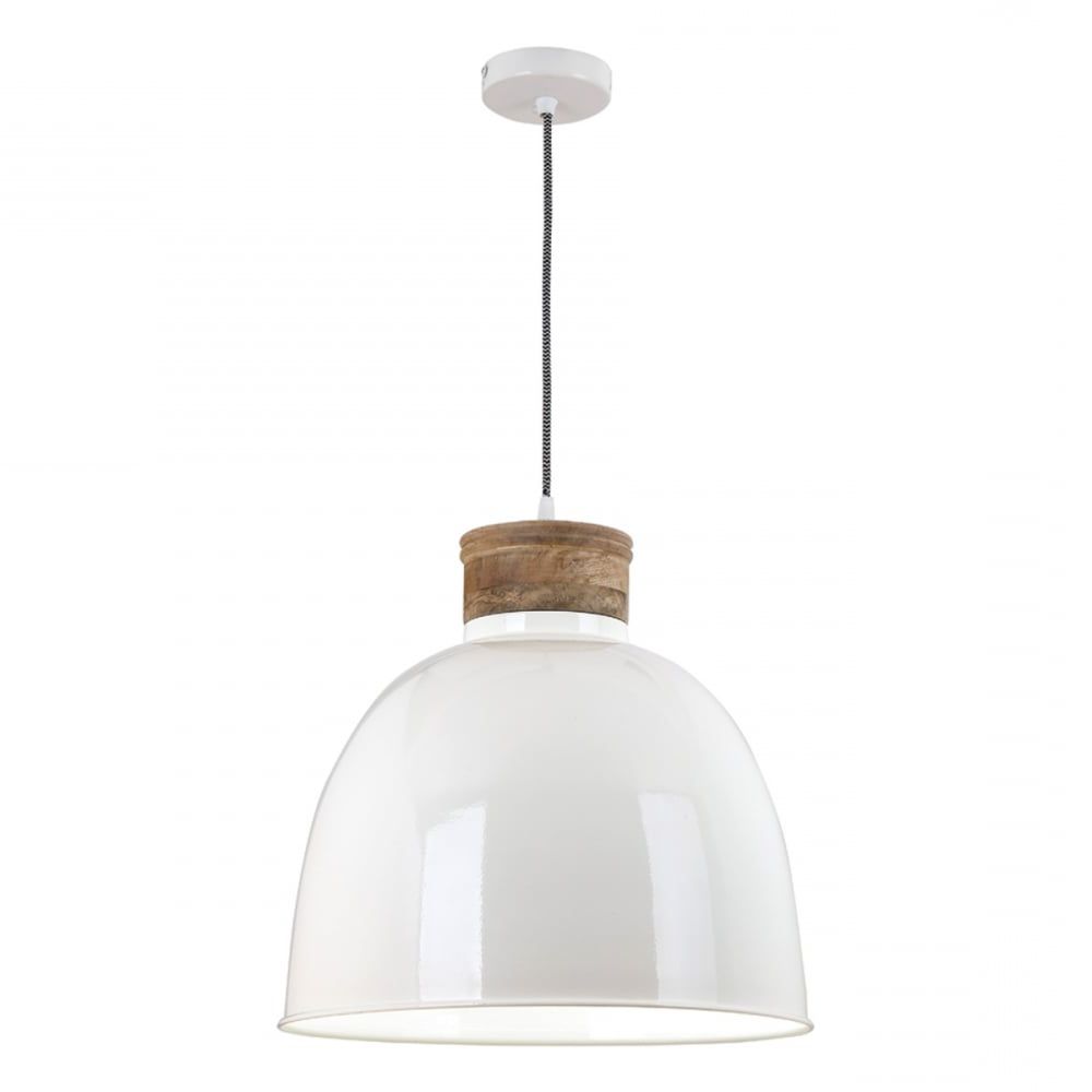 Aphra Gloss Cream Pendant Light With Wooden Detail In Famous Gloss Cream Lantern Chandeliers (View 11 of 15)