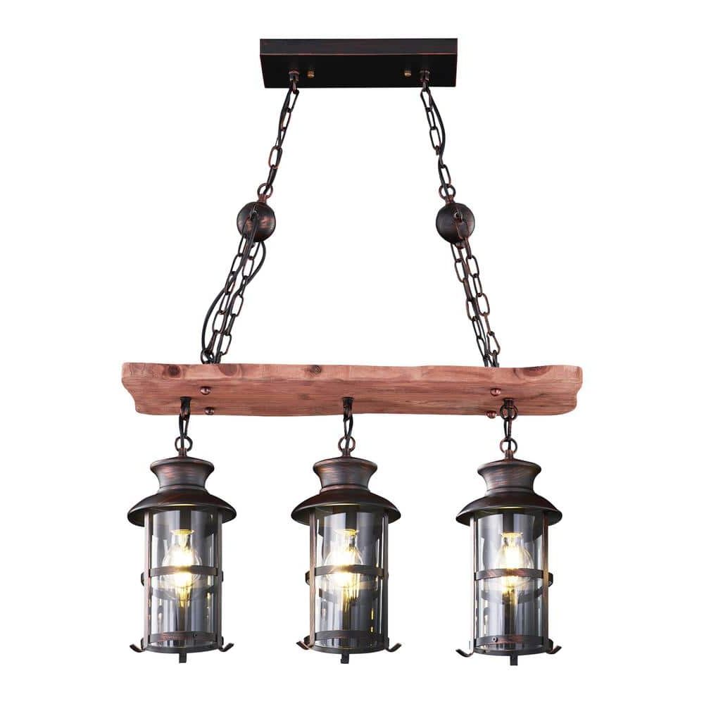 Artiva Borgo 3 Lights Antique Bronze Lantern Chandelier With Glass Shades  Led202083ha – The Home Depot With Most Up To Date Bronze Lantern Chandeliers (View 13 of 15)