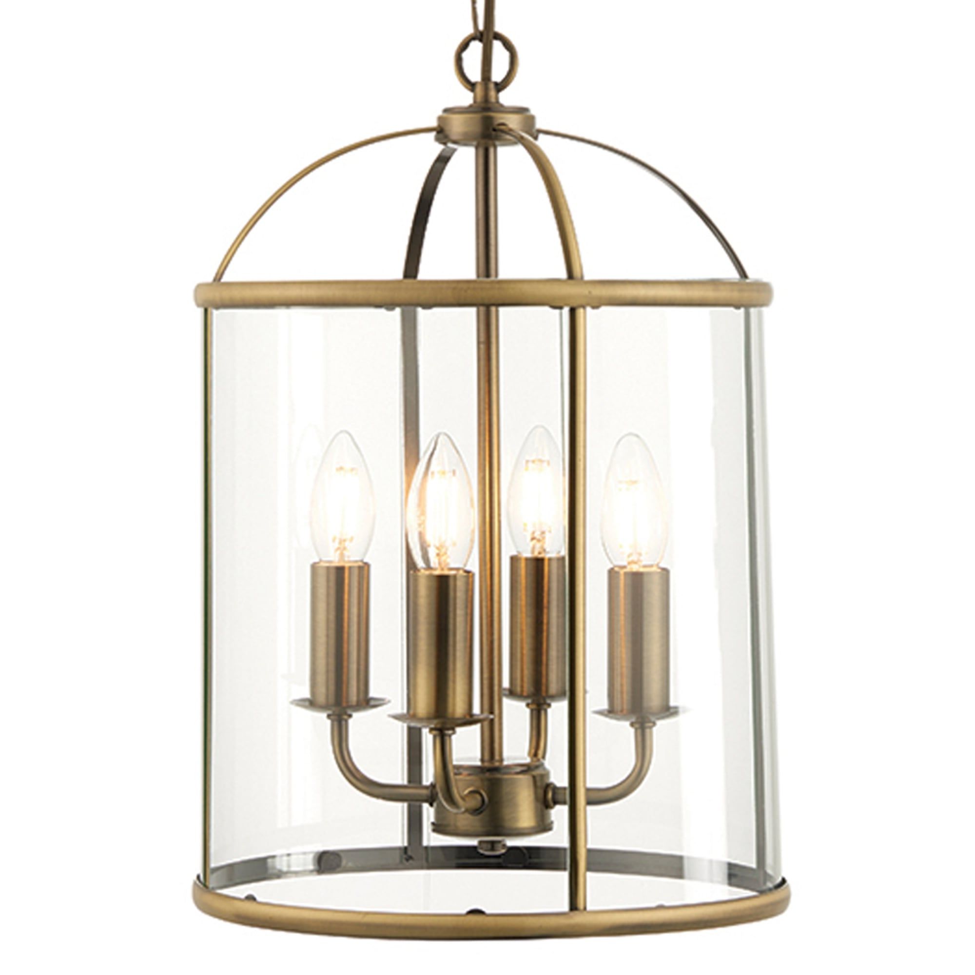 Best And Newest Endon 69455 Lambeth 4 Light Antique Brass And Glass Lantern Pendant In Aged Brass Lantern Chandeliers (View 9 of 15)