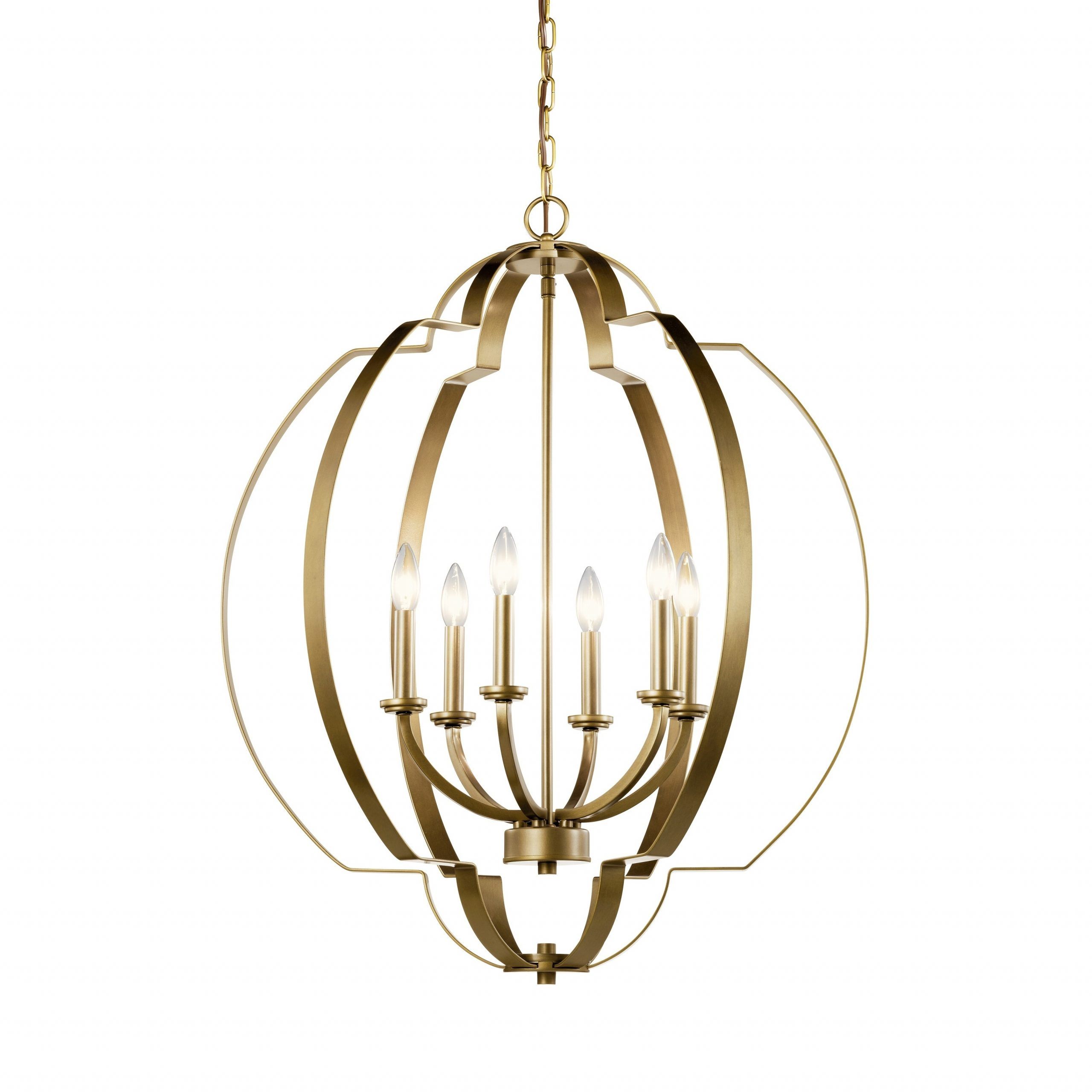 Best And Newest Kichler Lighting Voleta 6 Light Foyer Chandelier Natural Brass – On Sale –  Overstock – 30902415 Within Natural Brass Foyer Lantern Chandeliers (View 2 of 15)