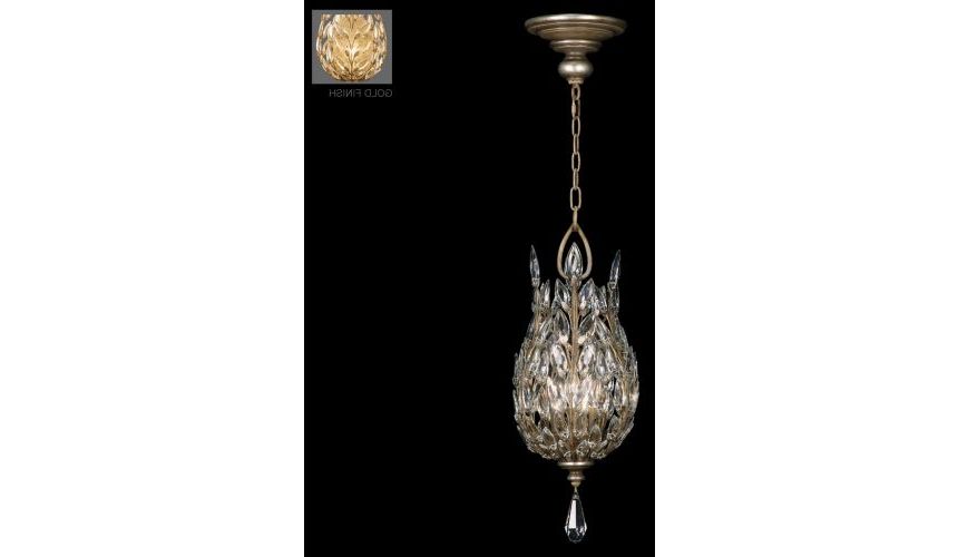Best And Newest Lantern In Antiqued Gold Leaf Finish With Stylized Faceted Crystal Throughout Gold Leaf Lantern Chandeliers (View 15 of 15)
