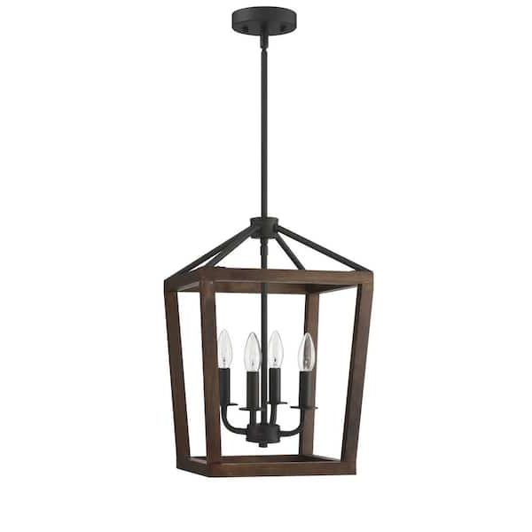 Best And Newest Pia Ricco 4 Light Matte Black Lantern Pendant 1jay 51214 – The Home Depot In Black Iron Lantern Chandeliers (View 7 of 15)