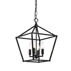 Black – Lantern – Chandeliers – Lighting – The Home Depot Throughout Widely Used Flat Black Lantern Chandeliers (View 10 of 15)