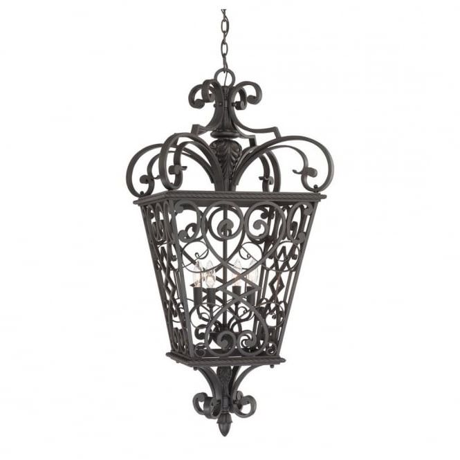 Blackened Iron Lantern Chandeliers For Most Recent 4 Lt Decorative Traditional Black Fretwork Chain Lantern Pendant Lt (View 12 of 15)