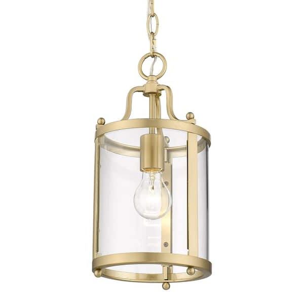 Brushed Champagne Lantern Chandeliers Regarding Newest Golden Lighting Payton 1 Light Brushed Champagne Bronze Mini Pendant  1157 M1l Bcb Clr – The Home Depot (View 3 of 15)