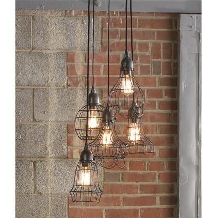 Cage Metal Shade Lantern Chandeliers Inside Current Industrial Cage Work Light Chandelier – Shades Of Light (View 9 of 15)