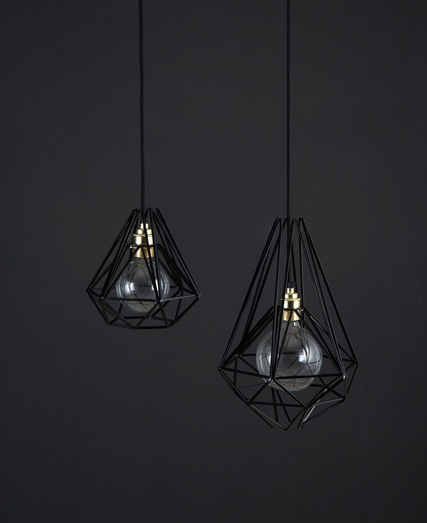 Cage Pendant Light Assam – Black Geometric Cage With Gold Detailing Within Latest Cage Metal Shade Lantern Chandeliers (View 4 of 15)