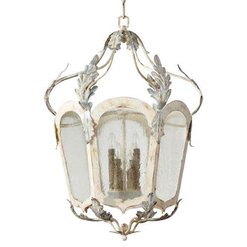 Chantilly French Country Parisian Blue White 6 Light Lantern Pendant Medium  (21" – 26" Wide) (View 6 of 15)