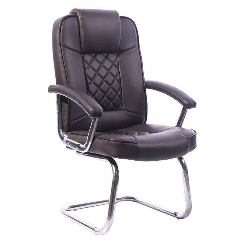 Classic Brown Pu Leather Executive Office Guest Chairs With Strong Bow Throughout Most Popular Classic Executive Office Chairs (View 13 of 15)